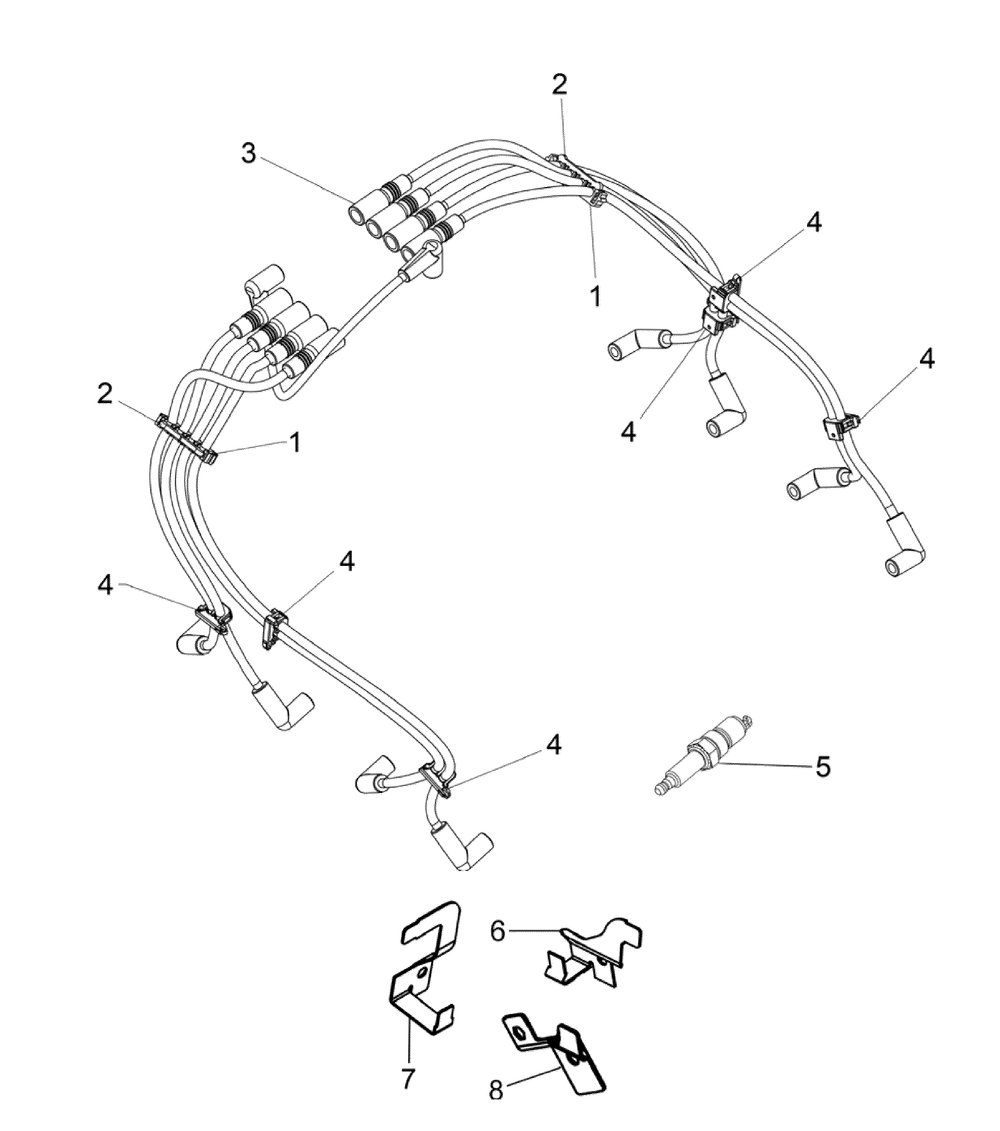 Engine Group - Spark Plug Wires Diagram and Parts List for 076071-0  Briggs and Stratton Generator